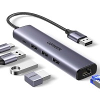  Bộ Chuyển Tín Hiệu HUB USB 3.0 sang Lan 100/1000 + 3xUSB 3.0 Ugreen 60554 (Có trợ nguồn USB-C)